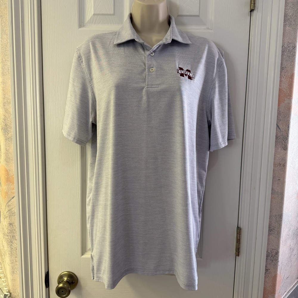 Southern Tide Mississippi State Grey Heathered Polo Shirt Classic Casual Medium